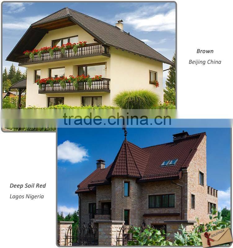 Guangzhou Color Roman Stone Coated Metal Roofing Sheets/Roman type stone coated aluminum roofing/colorful sand coated metal roof