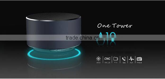 newest and high quality A10 metal bluetooth speaker with led light