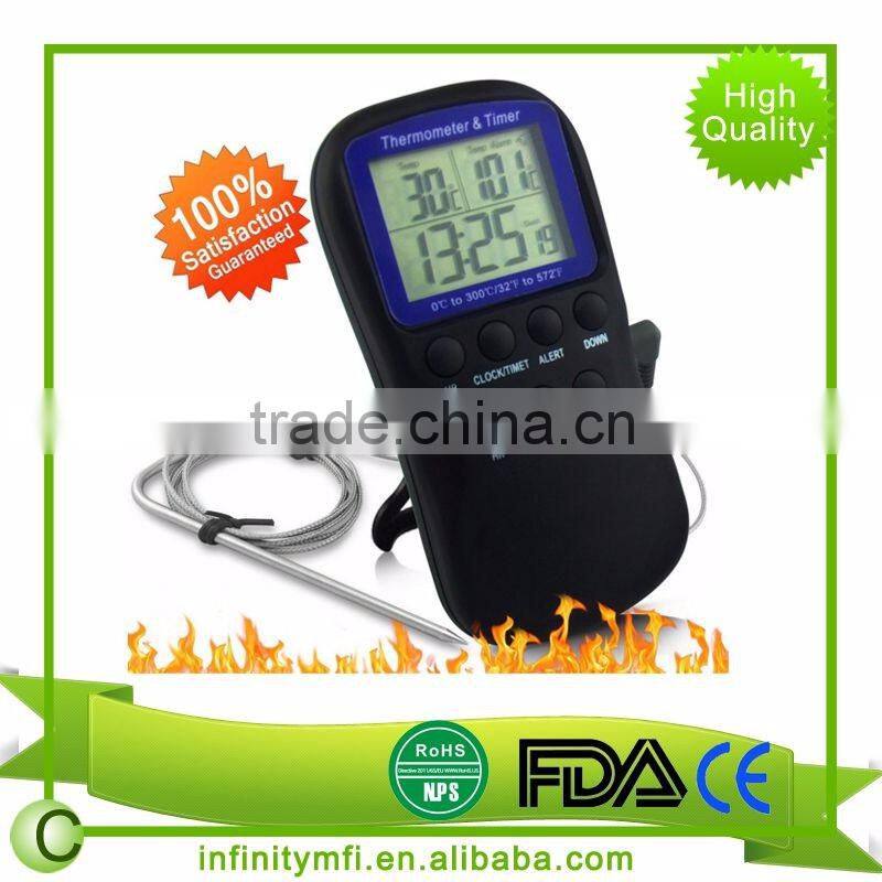 Best selling Digital Thermometer for Oven Digital Lcd Display Probe Food Thermometer Timer Cooking Kitchen BBQ Meat