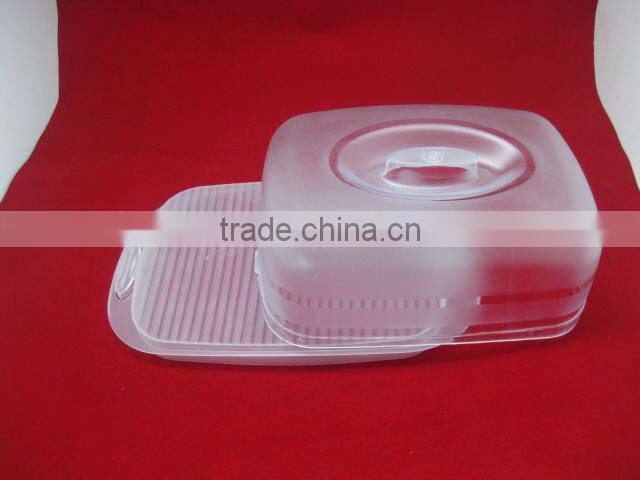 clear rectangle plastic bread box with handle