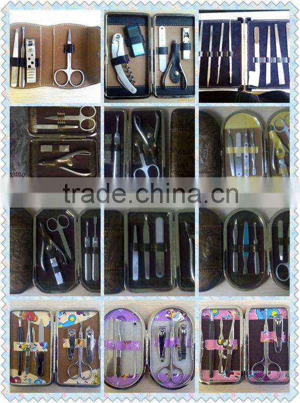 MRT-040 9pcs PU bag with carbon steel german manicure sets
