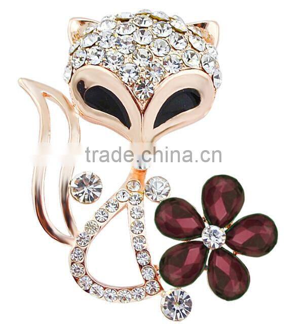 China wholesale brooch fashion rhinestone fox brooch pearl brooch for Scarf buckle