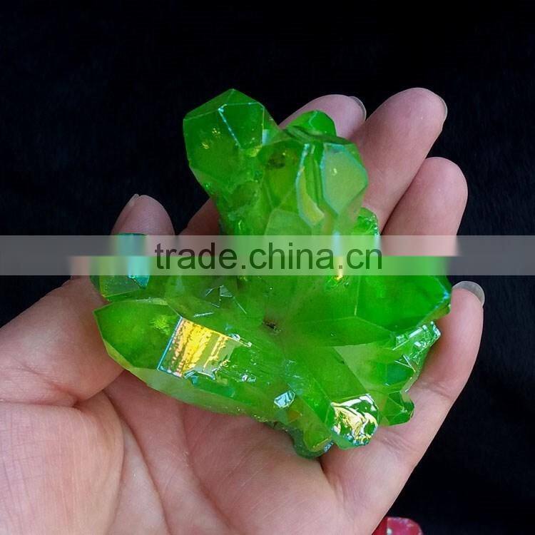 mini green angel aura titanium aura quartz crystal cluster healing stones