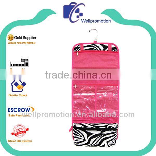 Wellpromotion zebra-stripe Ladie's folding toiletry bag