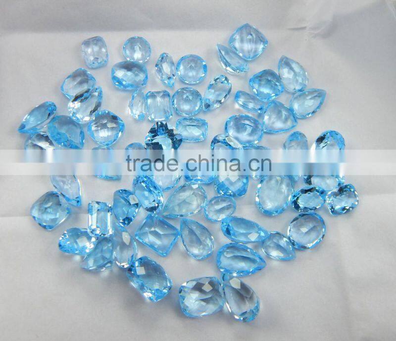Natural swiss blue topaz faceted gemstone, blue topaz loose gemstone