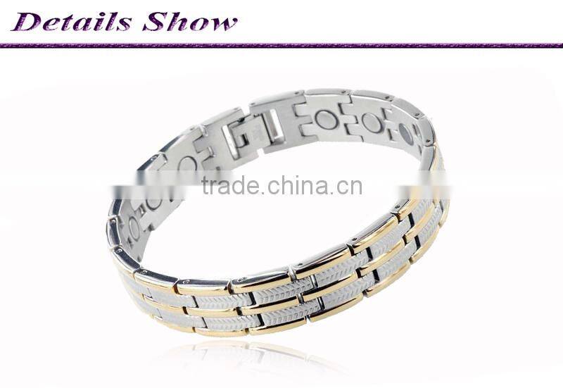 Fashion Double row magnetic titanium 18k gold plated fashion jewelry bracelet