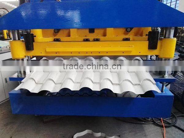 Russia Popular Type Color Coated Metal Roofing Tile Roll Forming Machine With Hydraulic Station