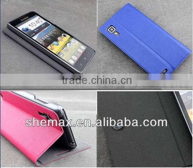 2015 Hot selling Flip PU Leather Business Style Stand Case Cover for Lenovo P780