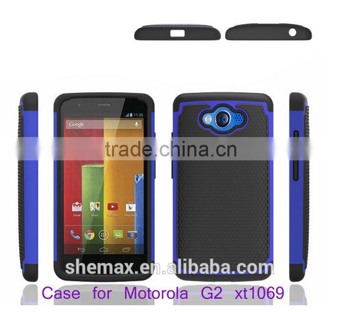 shockproof cover case for motorola moto g2/two in one hybrid back cover for moto g2 xt1069