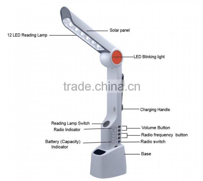 Good quality solar outdoor table lamp with led flashligt and radio