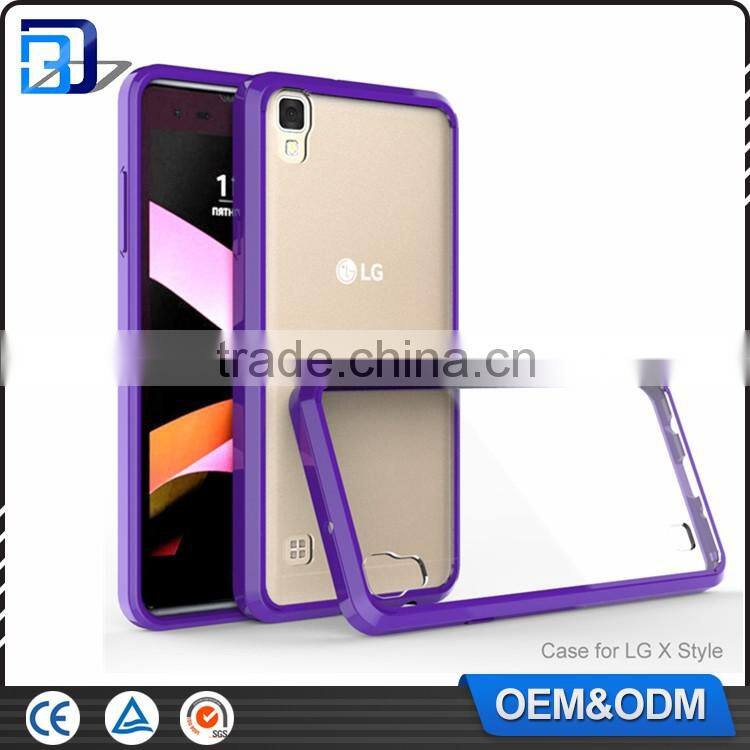 Mobile Accessories 2 in 1 TPU Bumper + Acrylic Hard Plastic Hybrid Back Cover Phone Case For LG X Style Clear Transparent Case