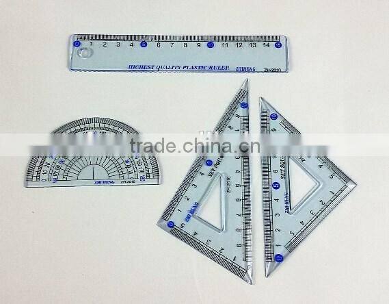 Promotional geometric 14cm 4 PC plastic ruler set , school ruler set , school geometry set
