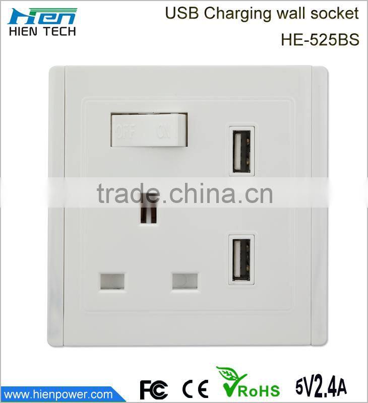 High quality usb charging ports surge protector usb wall outlet socket