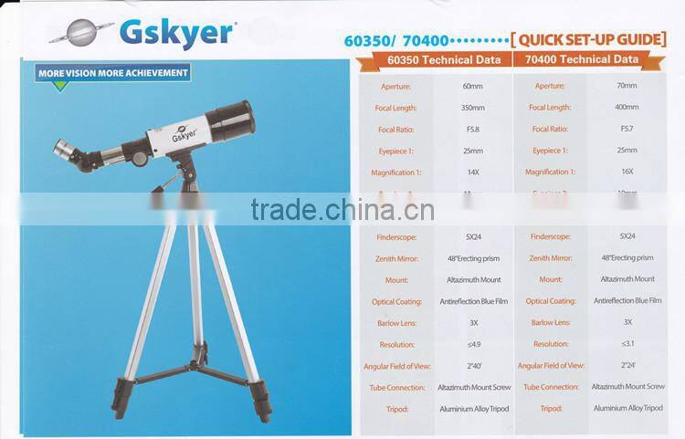Top quanlity high power Gskyer astronomical telescope 70400 made in China for sale