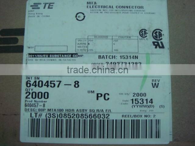 2.54mm pitch PCB wire to board connector TE 8P MAT100 HDR ASSY SQ connector 640457-8 right angle header 8 pin through hole