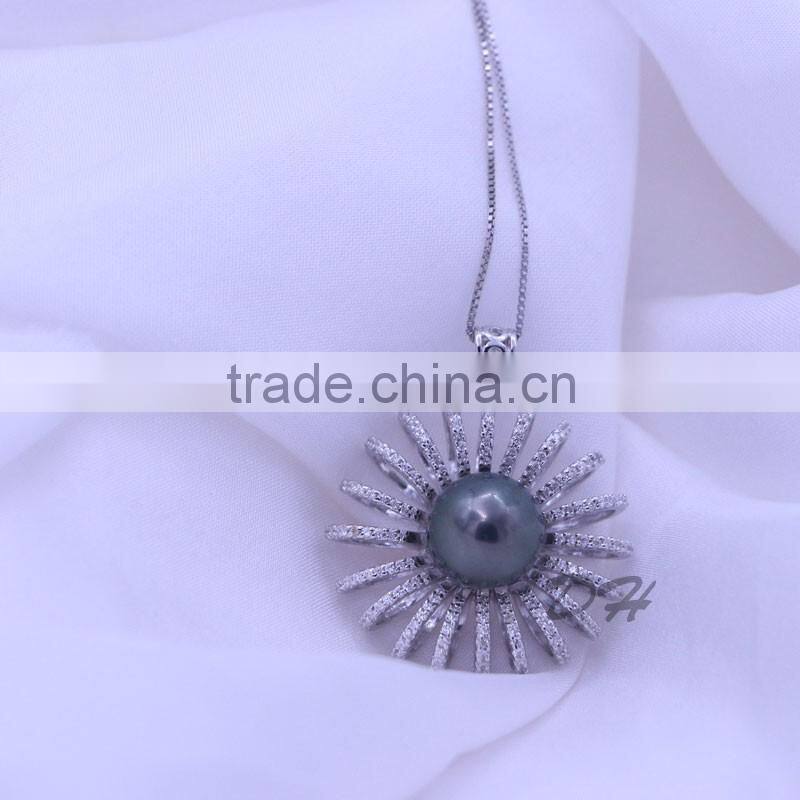 women fashion jewelry silver gemstone Tahiti pearl pendant