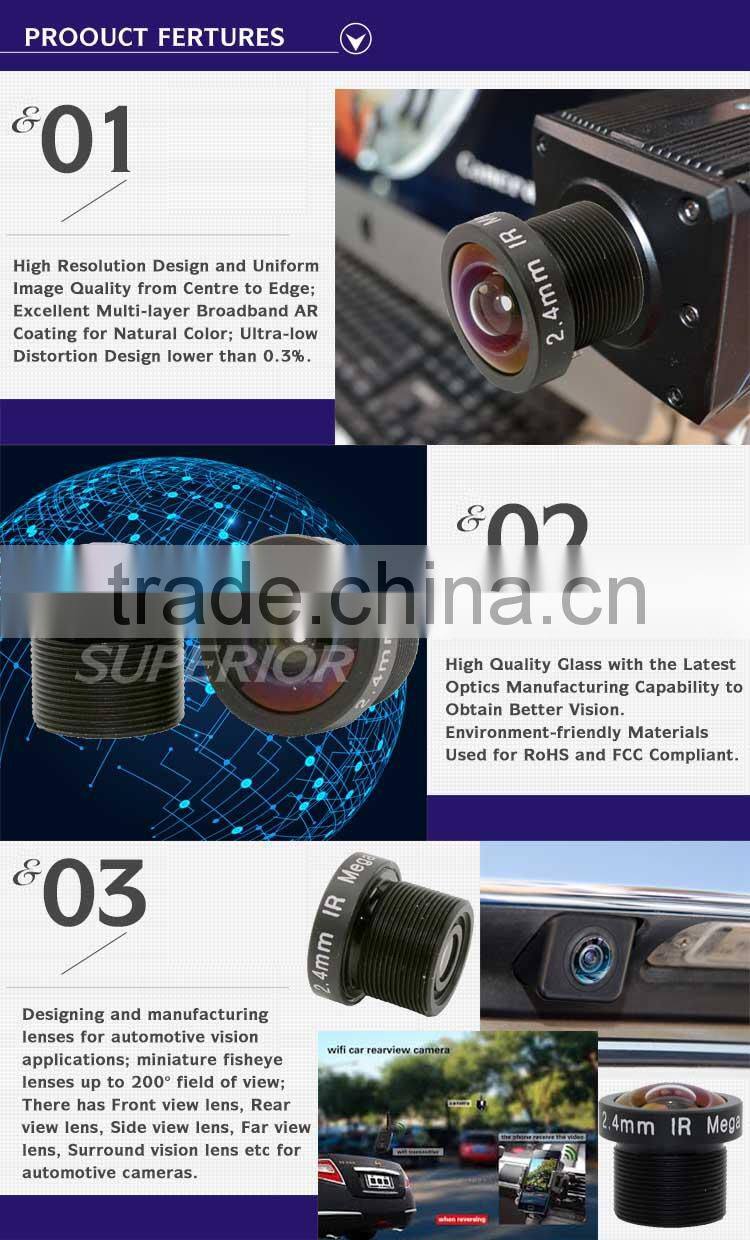 cn Superior 2015 hot high resolution fixed megapixel m12 2.4mm micro camera lens