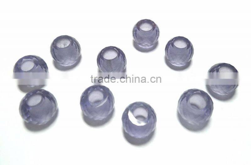 AAA Quality Purple Color Quartz Faceted Handmade Big Hole Round Ball Beads