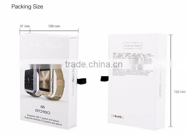 Latest style promotion high quality remote camera i95 smart watch, with 3G/WIFI revision android system