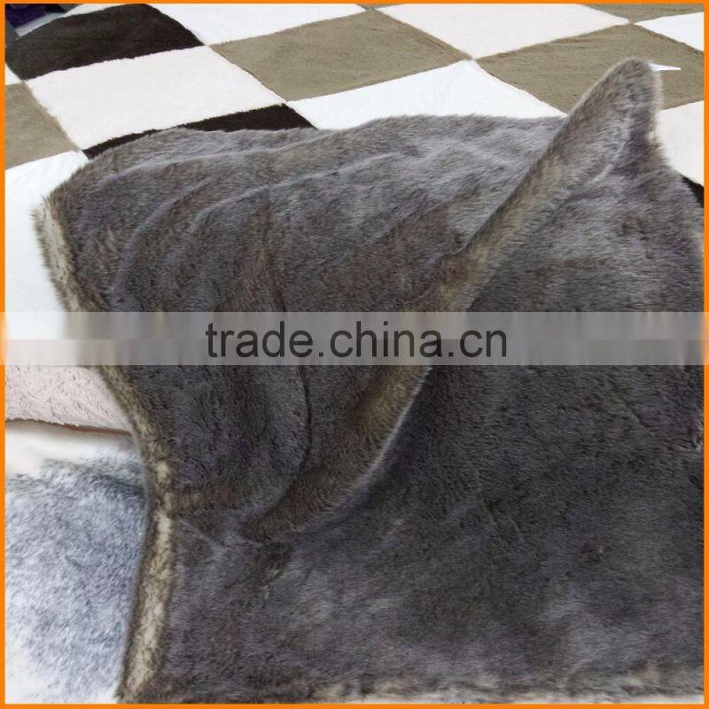 Mink Faux Fur Throw Luxury Plush Blanket in Brown Taupe