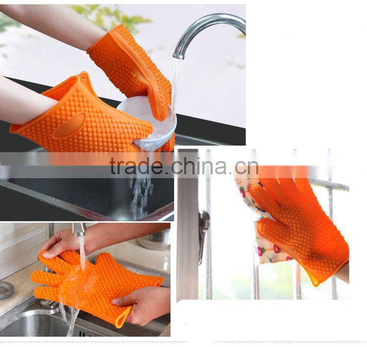 Kitchen Cooking Gloves Microwave Oven Non-slip Mitt Heat Resistant Silicone Glove Cooking Baking BBQ Oven Pot Holder Mitt