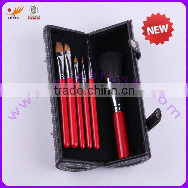 7pcs cosmetic brushes travel set with mirror box