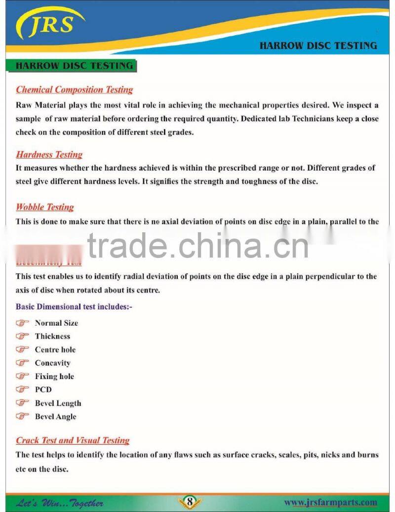 Plain harrow disc with hexagon hole with carbon steel