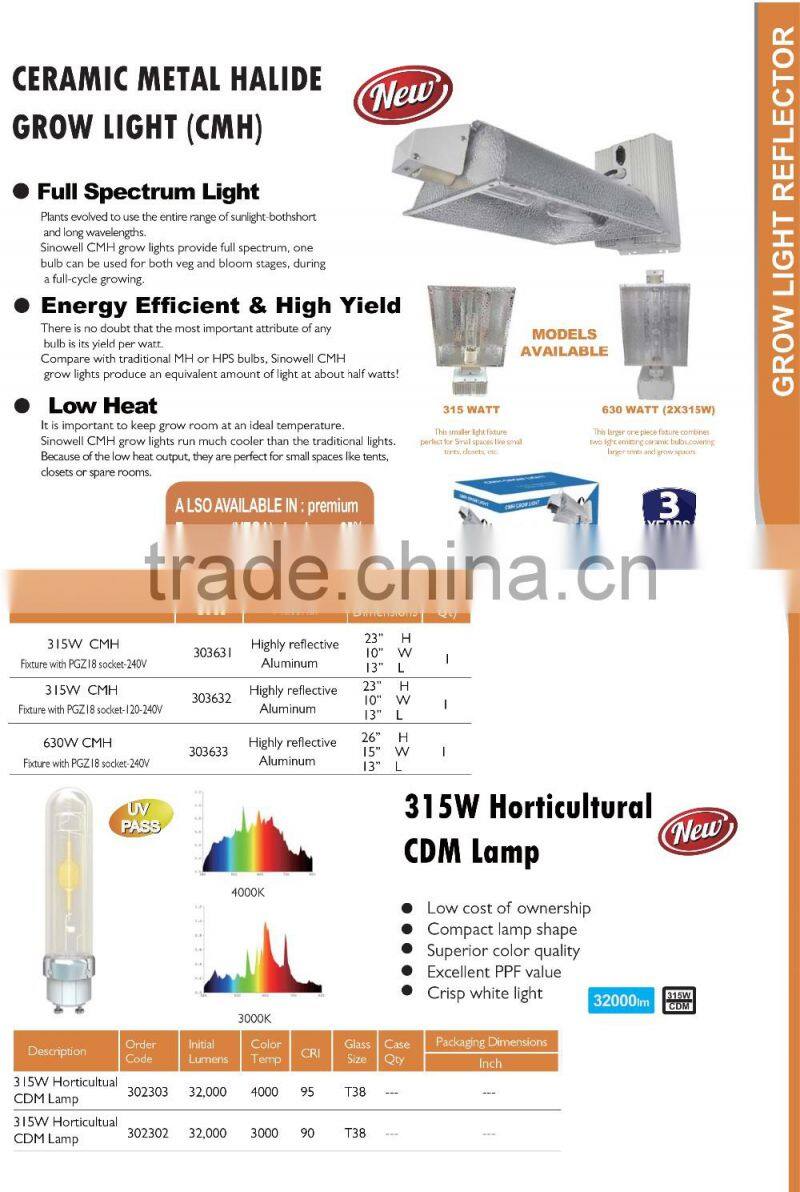 315w ceramic metal halide fixture/315watt cmh digital ballast with reflector/315w cmh cdm electronic ballast