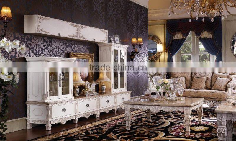 Luxury Classic Golden Antique Full Solid Wood Sofa Set, Wedding Sofa For Bride And Groom(MOQ=1 SET)