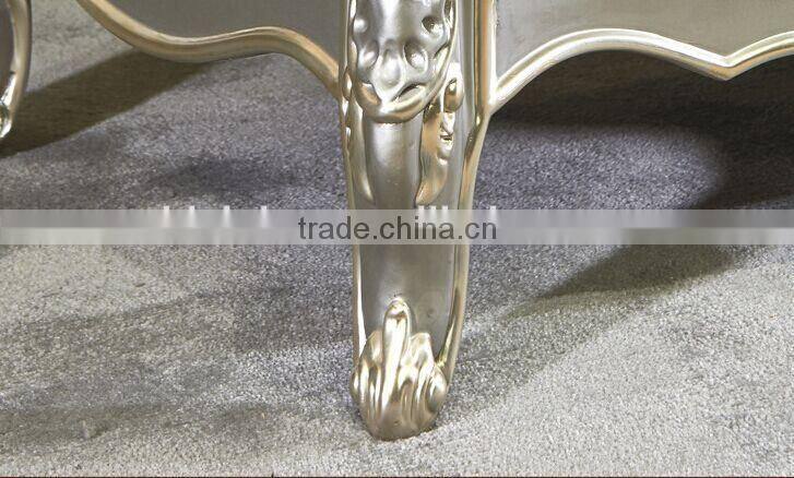 European Style Living Room Furniture TV Cabinet, Elegant Solid Wood with Silver Leaf TV Stand (BF01-ML039)