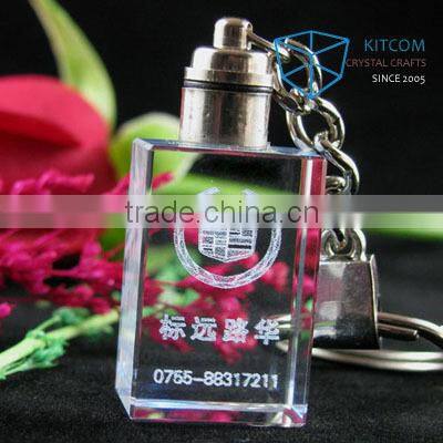 cheap crystal glass keychain with led lamp