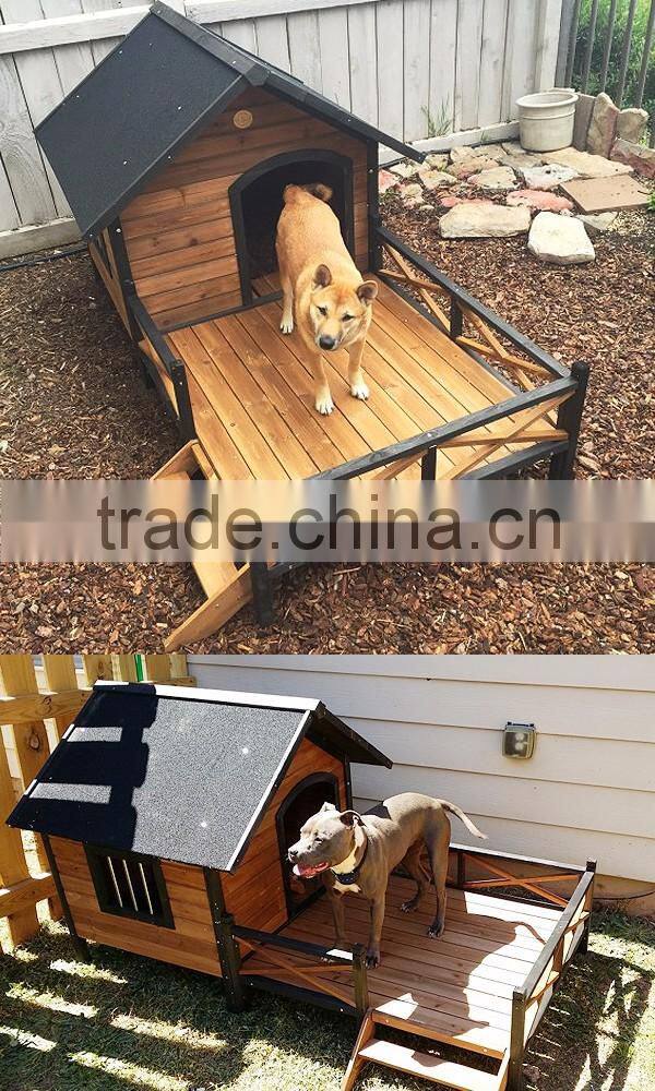 Large dog cage , dog house with porch.