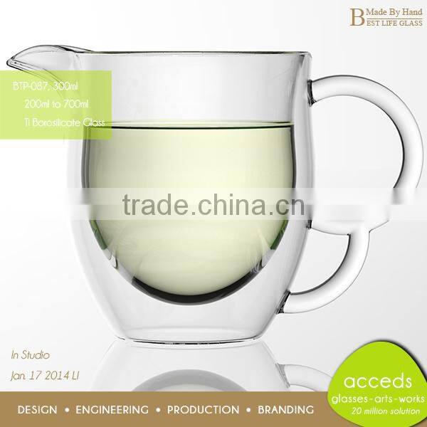 Unique Borosilicate Beautiful Heat Resistant Glass Milk Pot