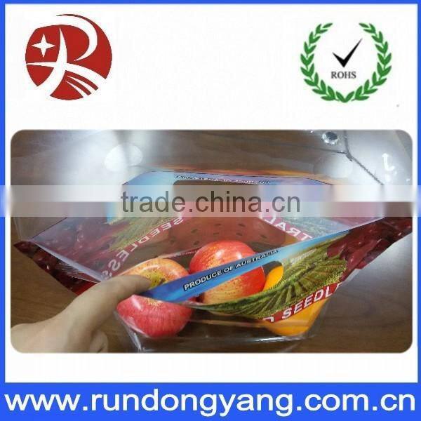 stand up pouch zipper fruit packing bag with air holes and handle