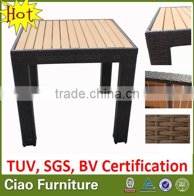 High end patio garden rattan furniture teak wood dining table