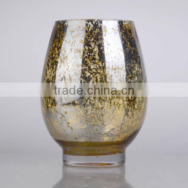 2014 fasion electric gold tall glass candle holder