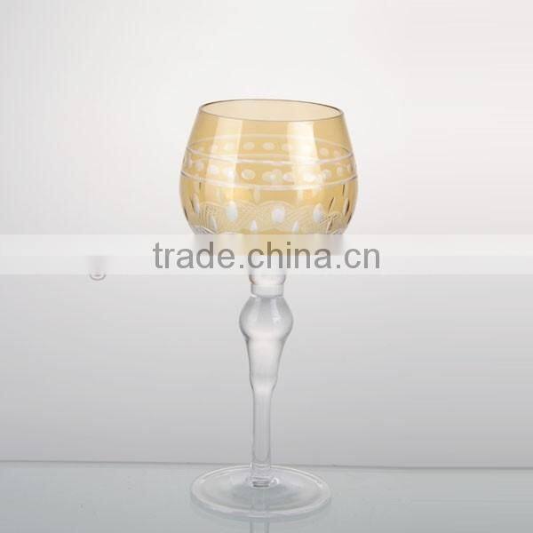 14oz colorful etched red wine glass