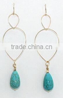 natural gemstone earring stud jewelry real turquoise green stone earring