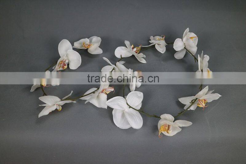 Artificial white orchid flower garland for window display