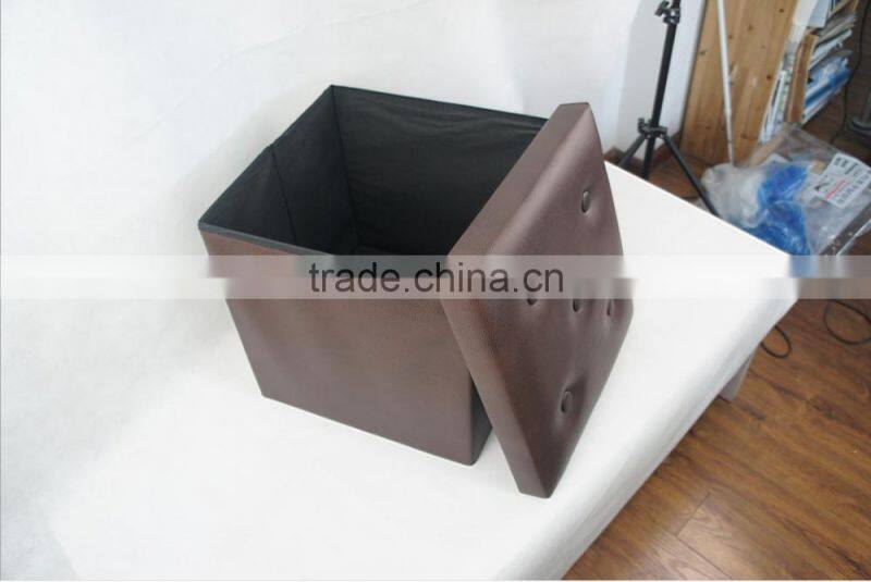Leather Folding storage stool