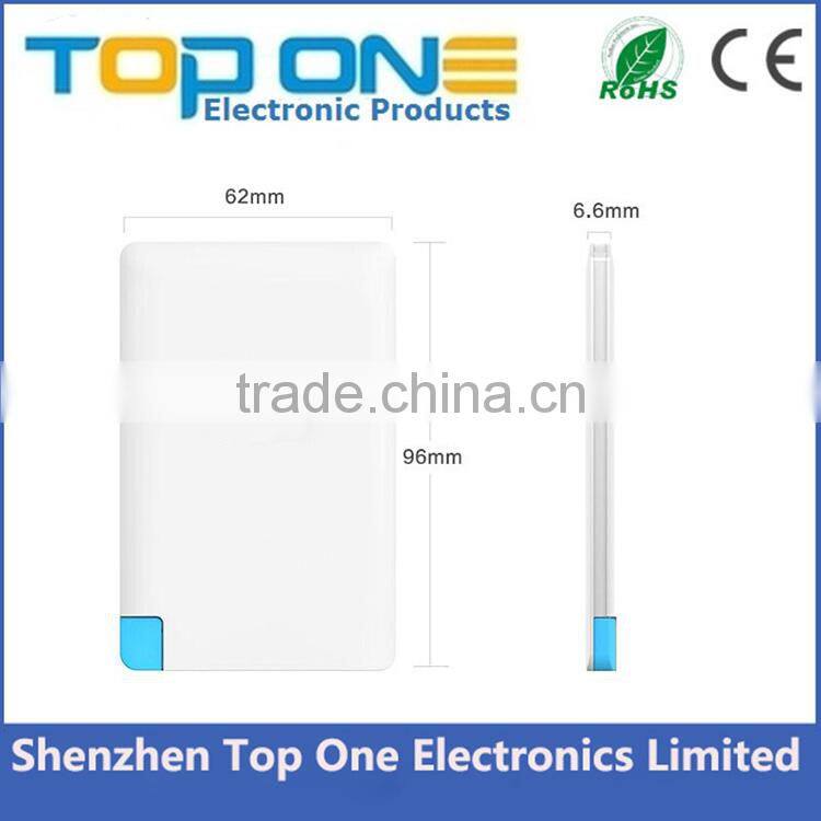 Promotion slim hot credit card powerbank advertising power bank 2500mah