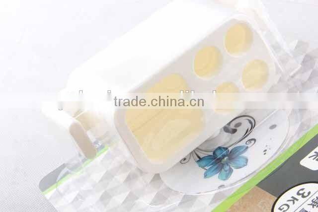 Sticking hook type with 5 holes and 2 hooks plastic toothbrush holder