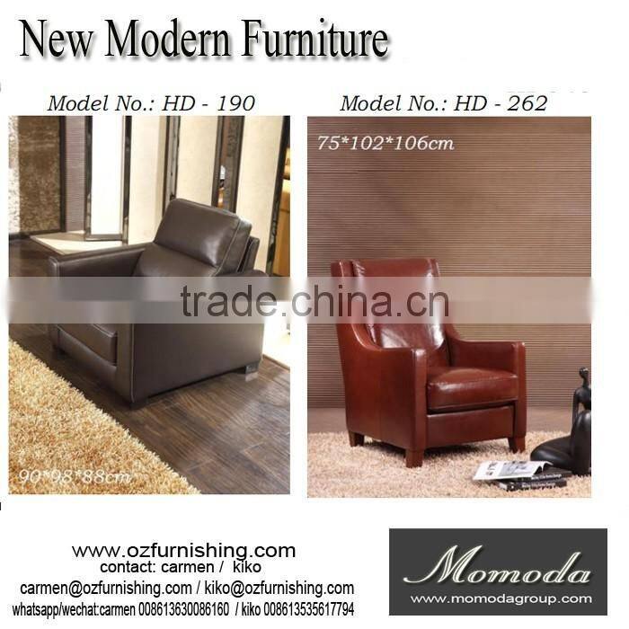 HD190 Hot Sale Large piece elegant single seat leather sofa