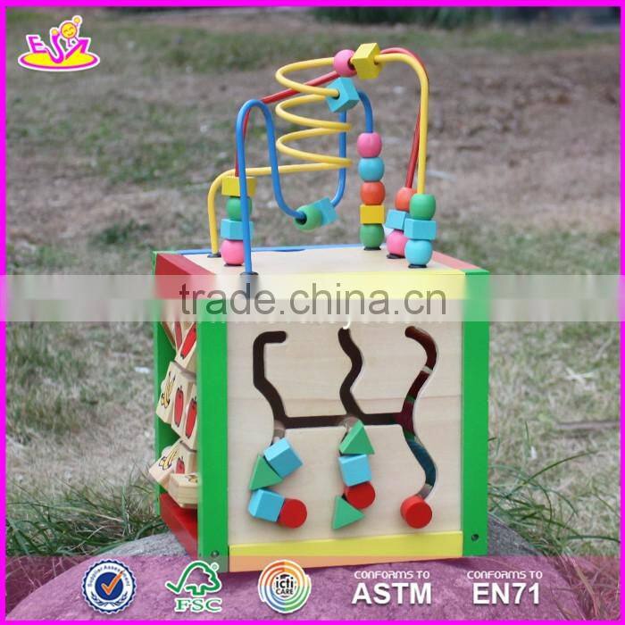 2017 new design funny toy children multi-function wooden bead maze cube W11B060