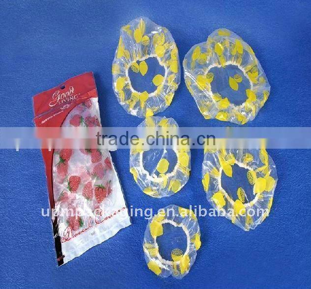 Safety food contact protection plastic bowl cover car seat cover shower cap ear cap hair cape with printing