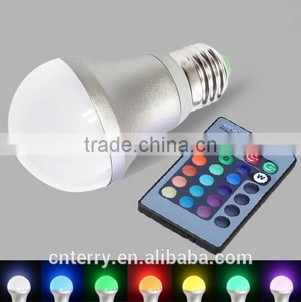 New arrival led light bulb e27 Remote Control 16 Color RGB Led Bulb Light