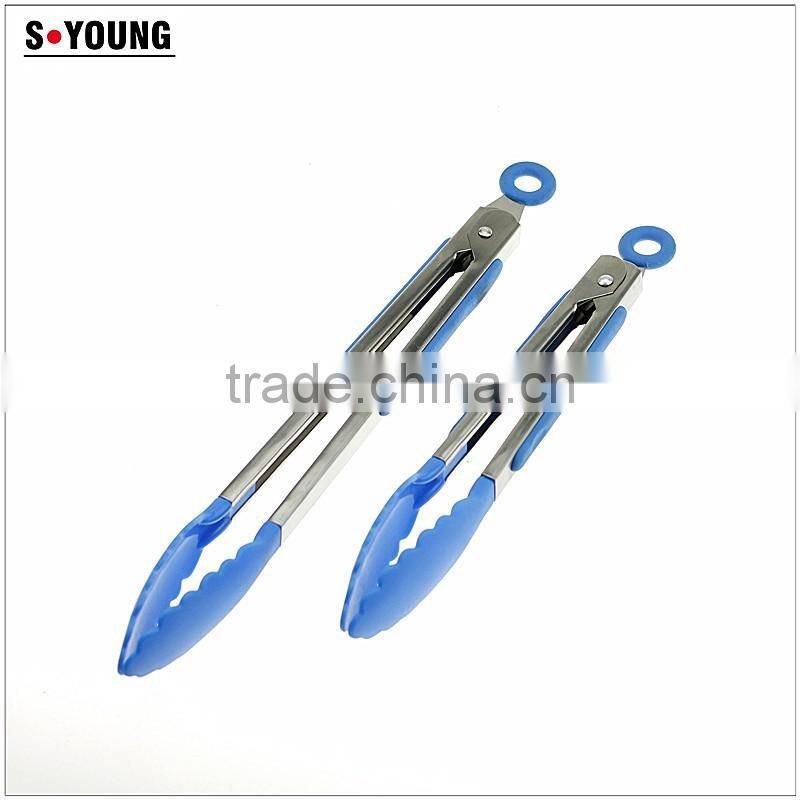 14006 New Shape Barbecue Grill Tongs Silicone Kitchen Serving Locking Food Tong