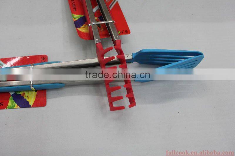 Colorful silicone food tong w/skidproofed handle and different designs