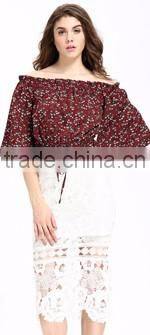 Domin fashion latest printing off shoulder top