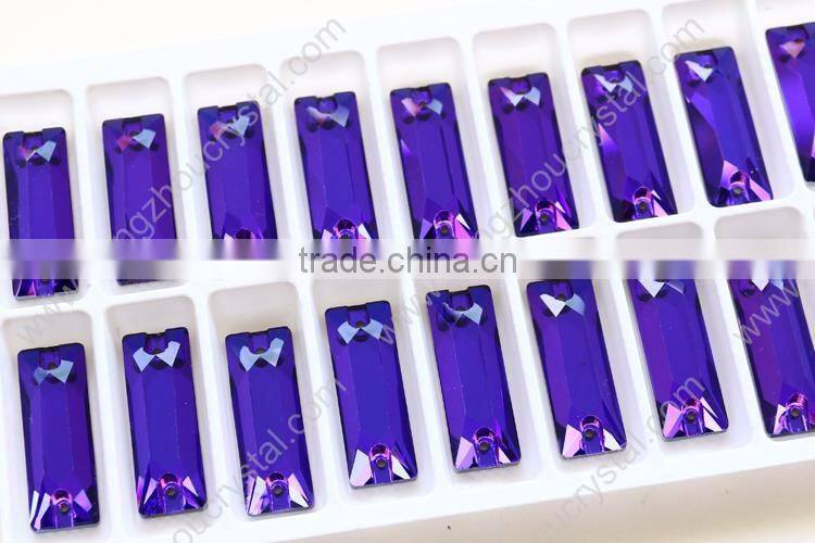 Dongzhou purple 277 rectangle flat back sew on k5 crystal stones